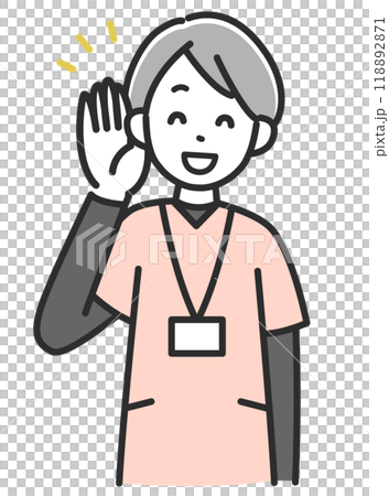 耳を傾けるの女性医療スタッフのイラスト 118892871
