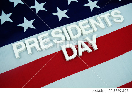 Happy President's Day alphabet letters with USA flag background 118892898