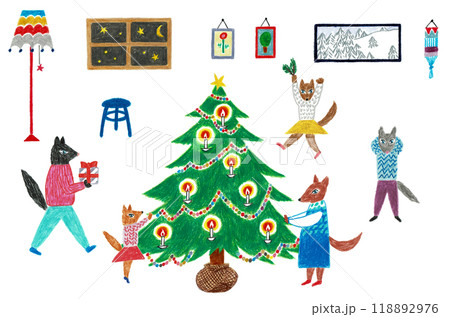 手描きイラスト クリスマス	の夜 手描きイラスト クリスマス	の夜 118892976