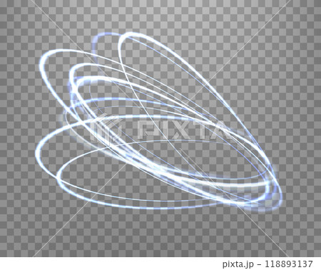 Blue magic glowing ring. Neon realistic energy flare halo ring. Abstract light effect on a transparent background. Vector illustration. Blue magic glowing ring. Neon realistic energy flare halo ring. Abstract light effect on a transparent background. Vector illustration. 118893137