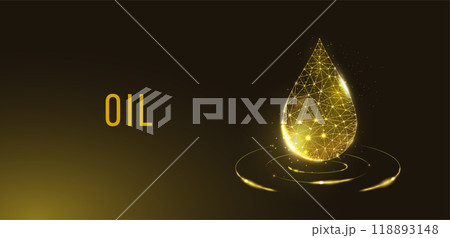 Oil droplet. Low poly style design. Futuristic modern abstract background. Isolated on dark background. Wireframe drop light connection structure, 3d polygonal graphic concept. Vector illustration 118893148