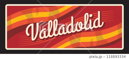 Valladolid Spanish province retro travel plate, tin sign. Spain region plate with flag color. European travel, vacation postcard. Valladolid icircunscripciones Congress of Deputies Valladolid Spanish province retro travel plate, tin sign. Spain region plate with flag color. European travel, vacation postcard. Valladolid icircunscripciones Congress of Deputies 118893334