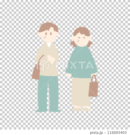 ショッピングを楽しむシニア夫婦のイラスト ショッピングを楽しむシニア夫婦のイラスト 118893403