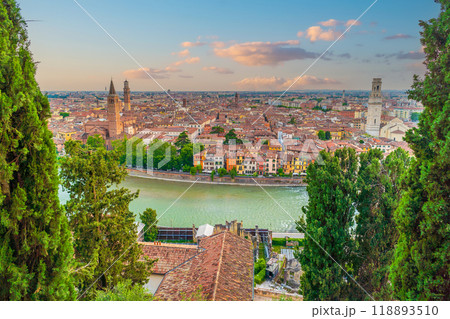 Verona city downtown skyline, cityscape of Italy in Europe 118893510