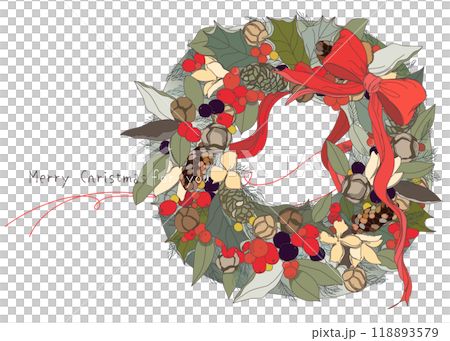 Chic and stylish Christmas wreath illustration 118893579