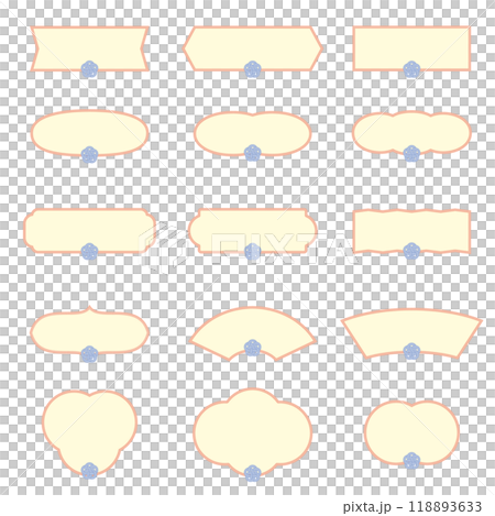 Illustration set of Japanese style, plum knotted Mizuhiki text frame Illustration set of Japanese style, plum knotted Mizuhiki text frame 118893633