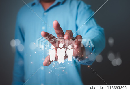 Businessman selection of business target groups, Target customer, Buyer persona, Customer behavior concept, Marketing plan and strategies, Personalization marketing, Customer centric strategies. Businessman selection of business target groups, Target customer, Buyer persona, Customer behavior concept, Marketing plan and strategies, Personalization marketing, Customer centric strategies. 118893863