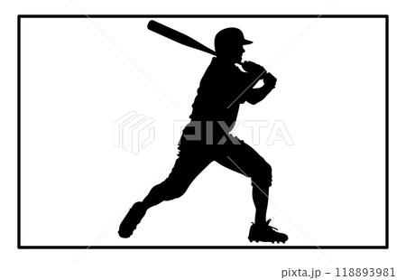 silhouette of a person playing baseball, Baseball Batter Hitting Ball with Bat for Home Run silhouette. silhouette of a person playing baseball, Baseball Batter Hitting Ball with Bat for Home Run silhouette. 118893981