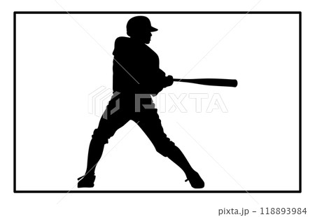 silhouette of a person playing baseball, Baseball Batter Hitting Ball with Bat for Home Run silhouette. silhouette of a person playing baseball, Baseball Batter Hitting Ball with Bat for Home Run silhouette. 118893984