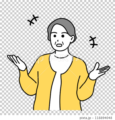 Illustration of an elderly woman talking 118894048