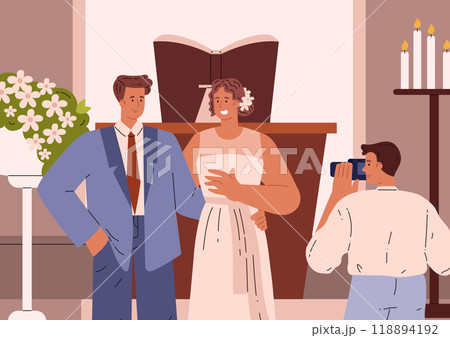 Vector illustration of a Greek bride and groom close-up in a church Vector illustration of a Greek bride and groom close-up in a church 118894192