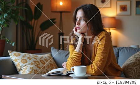 Home with Coffee and Stories Woman Home with Coffee and Stories Woman 118894209
