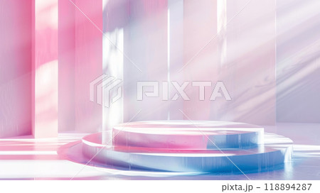 Abstract pastel pink podium in soft light 118894287