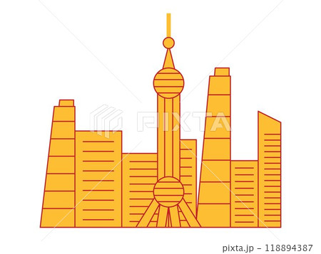 China city metropolitan modern central place destination tourism vacation place design icon set oriental style 118894387