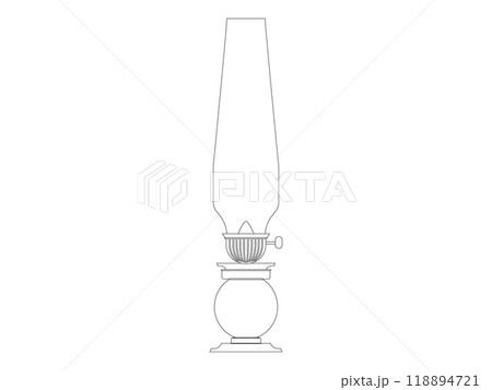 Traditional old lamp fire lantern antique unique paraffin kerosene light vintage retro design set outline 118894721