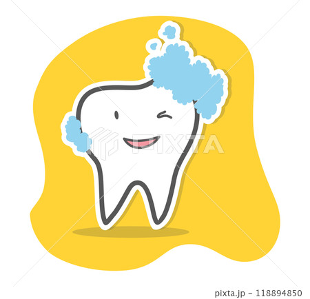 Teeth care and hygiene concept. Healthy happy teeth. Vector illustration 118894850