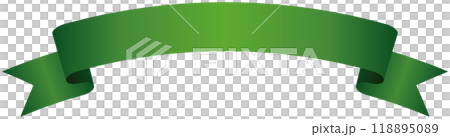 カーブのついたシンプルなグラデーションリボンの単品イラスト2（緑） 118895089