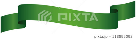 カーブのついたシンプルなグラデーションリボンの単品イラスト5(緑) カーブのついたシンプルなグラデーションリボンの単品イラスト5(緑) 118895092
