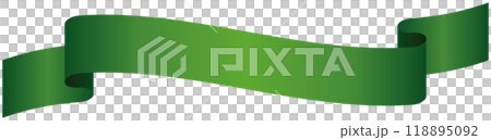 カーブのついたシンプルなグラデーションリボンの単品イラスト5(緑) カーブのついたシンプルなグラデーションリボンの単品イラスト5(緑) 118895092