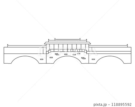 China traditional oriental bridge Chinese architectural building style tourism destination sightseeing place outline design icon China traditional oriental bridge Chinese architectural building style tourism destination sightseeing place outline design icon 118895592