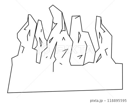 China natural eco tourism place destination mountains rock sand desert Chinese culture outline design icon set 118895595