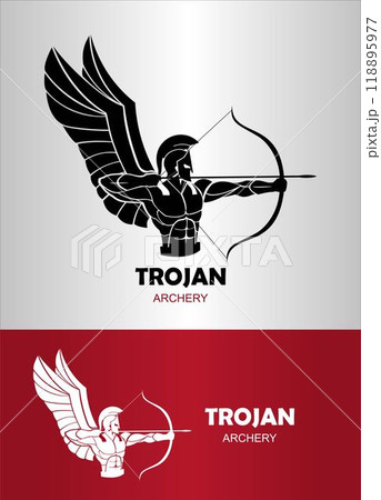 Winged centurion warrior archer. An illustration of elegant warrior archer character combines with text. Winged Trojan warrior 118895977