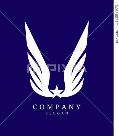 winged white star on dark blue 118895979