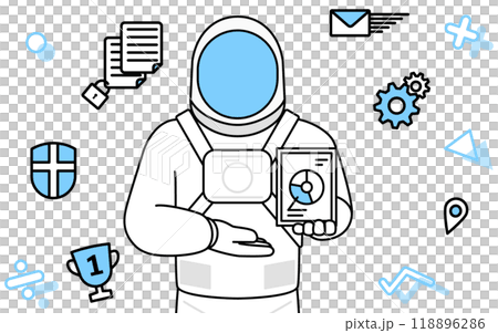 DX 的圖像,太空人使用數位技術改進工作 DX 的圖像,太空人使用數位技術改進工作 118896286