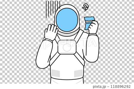 預金通帳を見て落ち込む宇宙飛行士 預金通帳を見て落ち込む宇宙飛行士 118896292