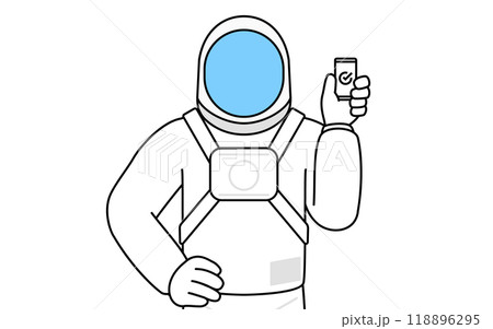 仕事でスマホを使う宇宙飛行士 仕事でスマホを使う宇宙飛行士 118896295