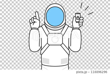 スマホのセキュリティ対策をする宇宙飛行士 118896296
