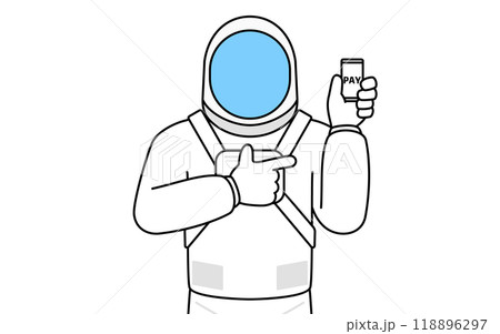 スマホのキャッシュレス・オンライン決済を勧める宇宙飛行士 スマホのキャッシュレス・オンライン決済を勧める宇宙飛行士 118896297