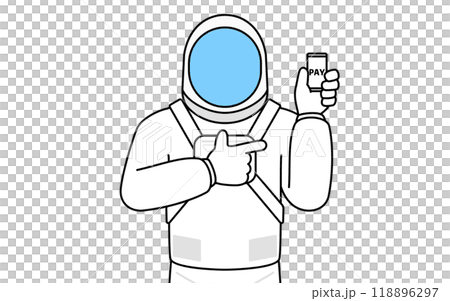スマホのキャッシュレス・オンライン決済を勧める宇宙飛行士 スマホのキャッシュレス・オンライン決済を勧める宇宙飛行士 118896297