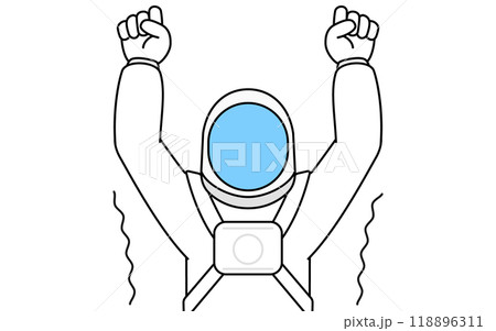 ストレッチで背伸びする宇宙飛行士 118896311