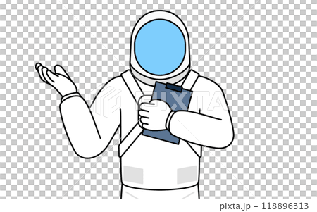 クリップボードを持って手を広げる宇宙飛行士 118896313