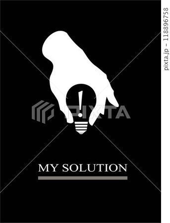 solution. show up your solution. show up your idea. show up your potential. concept illustration of a hand plug in the solution bulb, illustration applied with the negative space technique solution. show up your solution. show up your idea. show up your potential. concept illustration of a hand plug in the solution bulb, illustration applied with the negative space technique 118896758