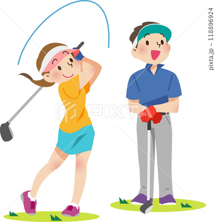 ゴルフを楽しむ男女 ゴルフを楽しむ男女 118896924