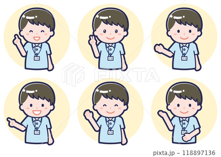 介護士の男性のポーズセット_03 118897136