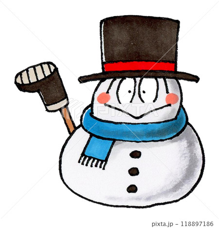 シルクハットをかぶる雪だるま 118897186