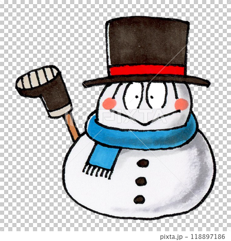戴著高頂帽子的雪人 118897186