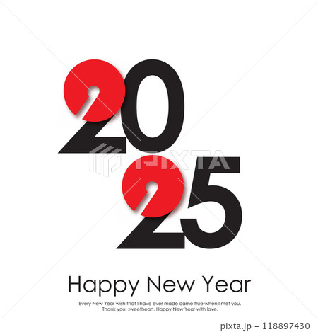 Modern 2025 New Year text with elegant red design. Vector Modern 2025 New Year text with elegant red design. Vector 118897430