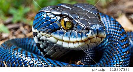 Blue viper snake 118897585