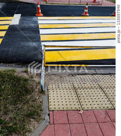 Fresh markings at the pedestrian crossing Fresh markings at the pedestrian crossing 118897840