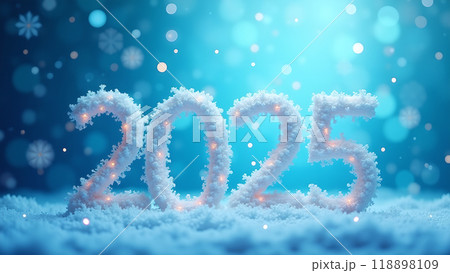 Snowflakes Falling Over a Blue Gradient Background happy new year 2025 118898109