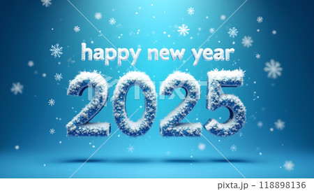 Snowflakes Falling Over a Blue Gradient Background happy new year 2025 Snowflakes Falling Over a Blue Gradient Background happy new year 2025 118898136