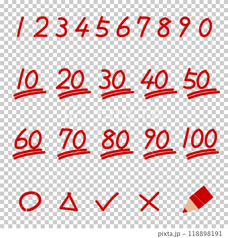 Various hand-drawn numbers and figures 118898191