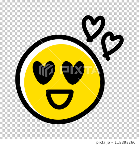 手書きのかわいい絵文字・顔文字アイコン　目がハート 118898260