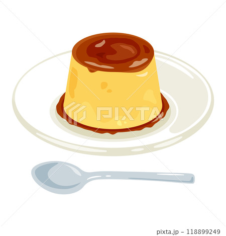 皿に盛られたプリン 118899249