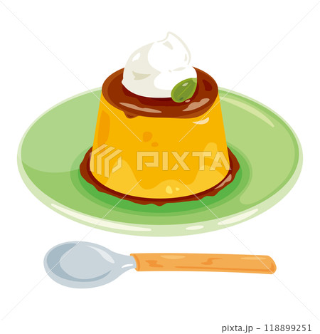 皿に盛られたかぼちゃプリン 118899251