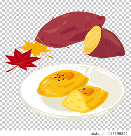 地瓜和地瓜放在盤子裡 地瓜和地瓜放在盤子裡 118899263